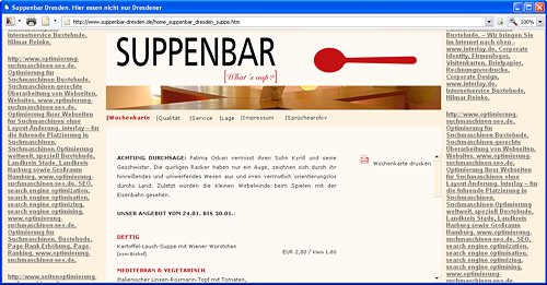 spam auf der website der suppenbar